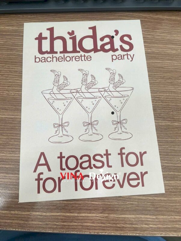 In thiệp Bachelorette party - A Toast to Forever, in khổ A5 giấy C300gsm 1 mặt không màng - VND782