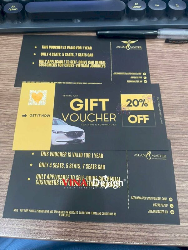 In Voucher tiếng Anh Renting Car Gift Voucher 20% Off - VND776