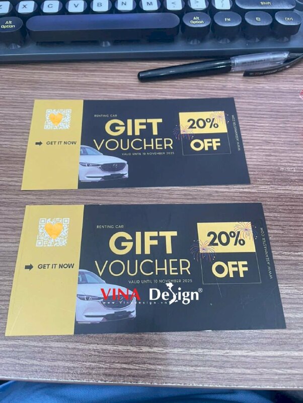 In Voucher tiếng Anh Renting Car Gift Voucher 20% Off - VND776