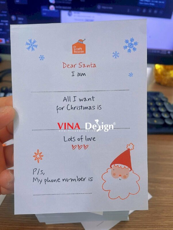 In card chúc mừng Christmas, thiệp ghi tên món quà Giáng Sinh gửi ông già Noel Santa bằng tiếng Anh - VND814