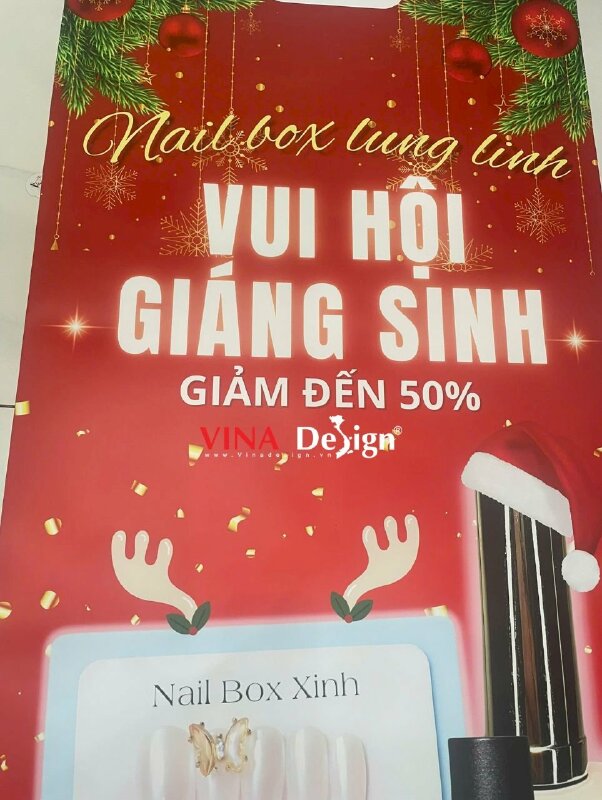 In Poster PP khổ 60cm x 160cm dùng gắn kệ X chương trình khuyến mãi vui hội Giáng sinh - VND801