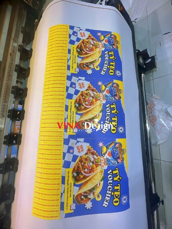 In PP có keo Poster giới thiệu khuyến mãi Voucher quán bánh Tacos - VND815