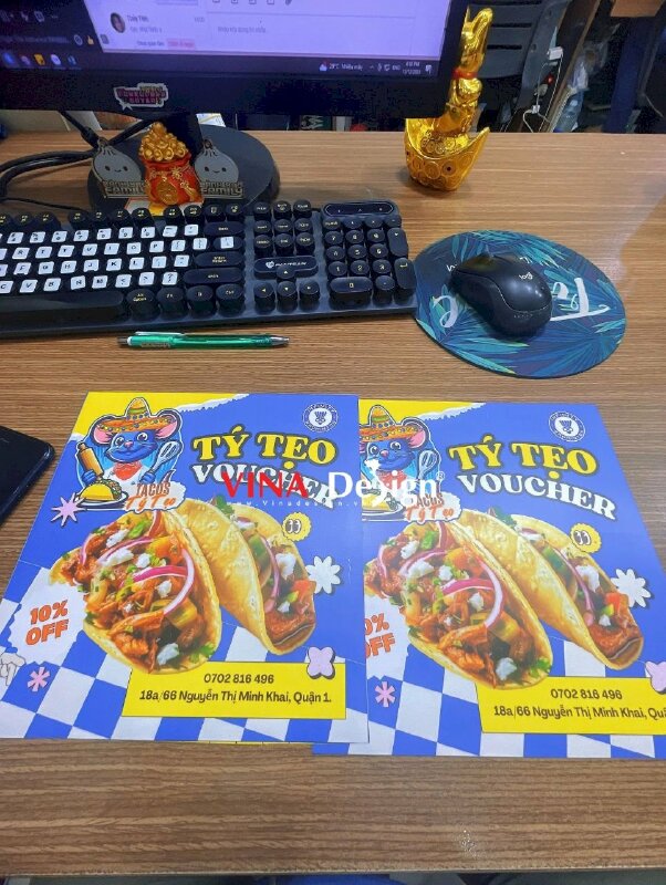 In PP có keo Poster giới thiệu khuyến mãi Voucher quán bánh Tacos - VND815