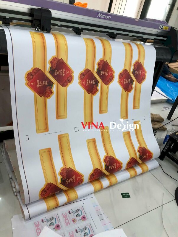 In tem nhãn Decal sữa dán giỏ quà Tết, hộp quà Tết - VND831