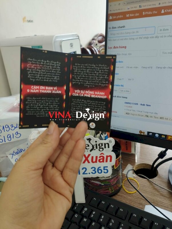 In thiệp cảm ơn sinh nhật quán cafe - VND224