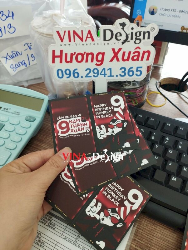 In thiệp cảm ơn sinh nhật quán cafe - VND224