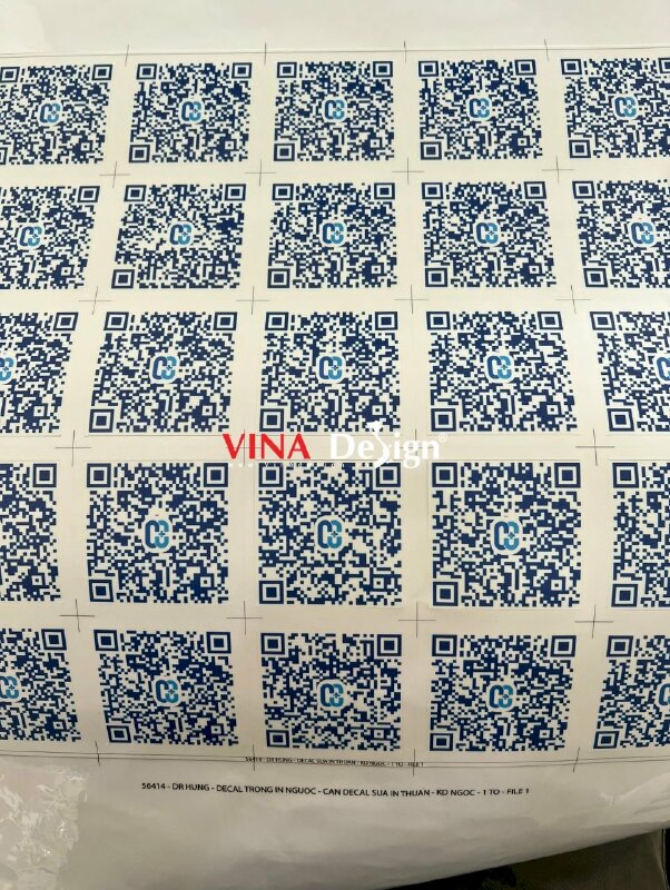 In decal sticker dán mã QRcode thông tin xe máy nhân viên, in ngược 2 mặt - VND97