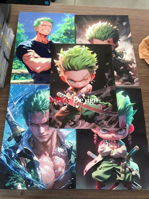 In ảnh Zoro One Piece Chibi, Wallpaper in mực dầu sắc nét, dán Format 10li tấm đứng cứng cáp - VND864