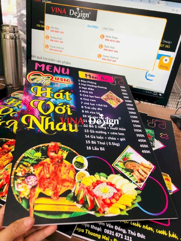 In menu quán Hát Cho Nhau Nghe, Karaoke ca hát và khiêu vũ, menu formex cầm tay - VND877