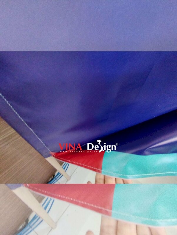 In cờ công ty vải Silk mực dầu bóng, may 4 cạnh gắn cán gỗ dài - VND332