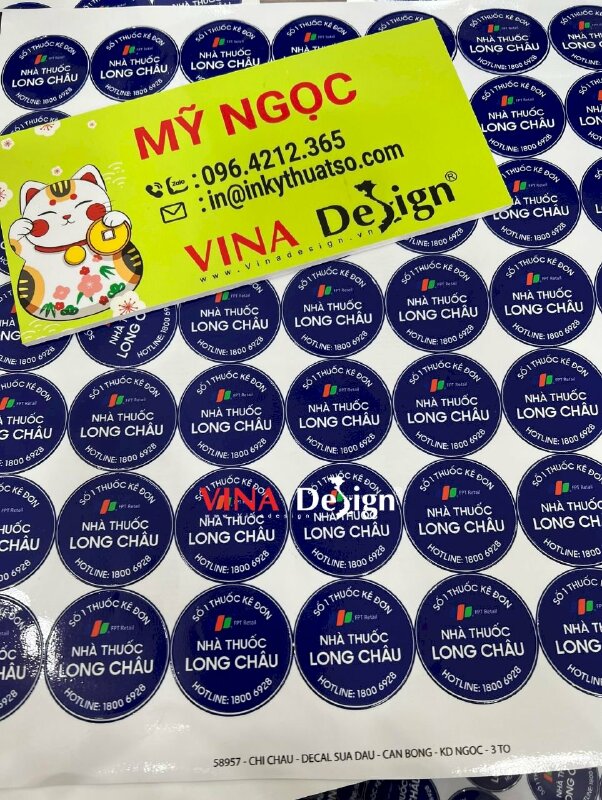 In sticker nhà thuốc Long Châu, tem nhà thuốc hình tròn - VND176