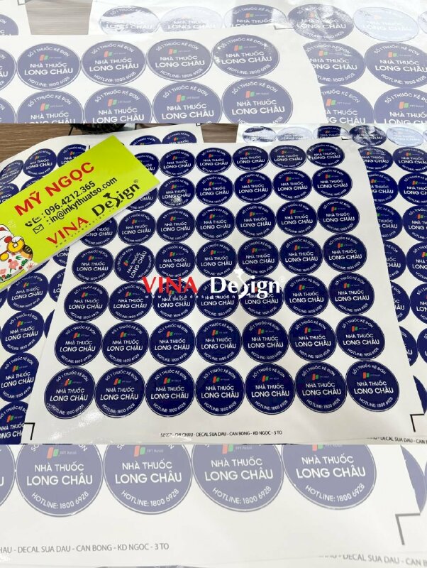 In sticker nhà thuốc Long Châu, tem nhà thuốc hình tròn - VND176