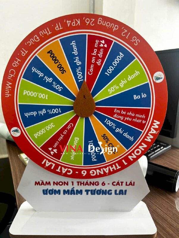 Vòng quay trúng thưởng để bàn cho trường mầm non sự kiện tuyển sinh đầu năm học - VND913