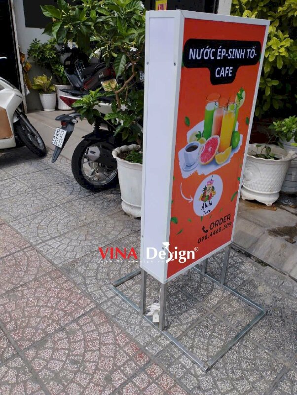 In bảng hiệu hộp đèn quán nước ép sinh tố cafe, hộp đèn hiflex 2 mặt - VND940