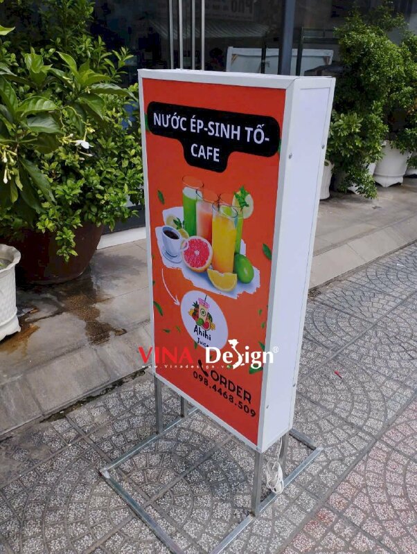 In bảng hiệu hộp đèn quán nước ép sinh tố cafe, hộp đèn hiflex 2 mặt - VND940