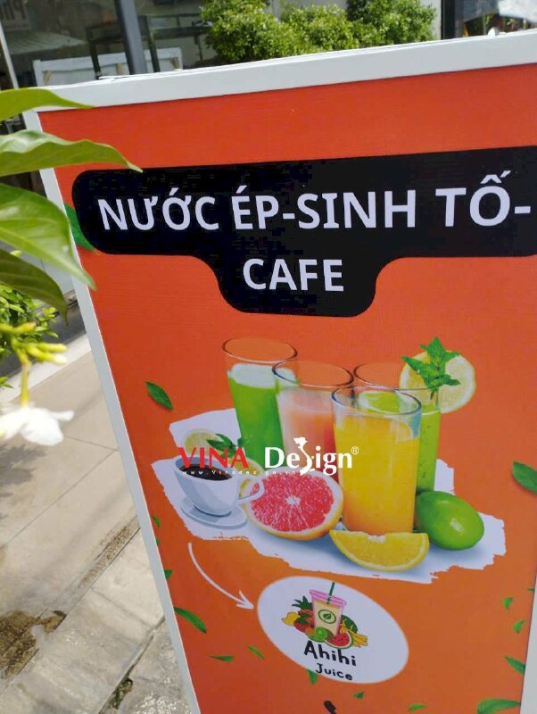 In bảng hiệu hộp đèn quán nước ép sinh tố cafe, hộp đèn hiflex 2 mặt - VND940