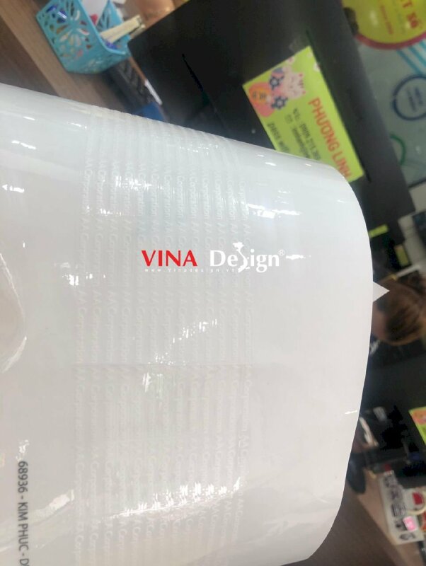 In decal logo trong mực trắng in UV, in logo tem nhãn thương hiệu nội thất - VND343