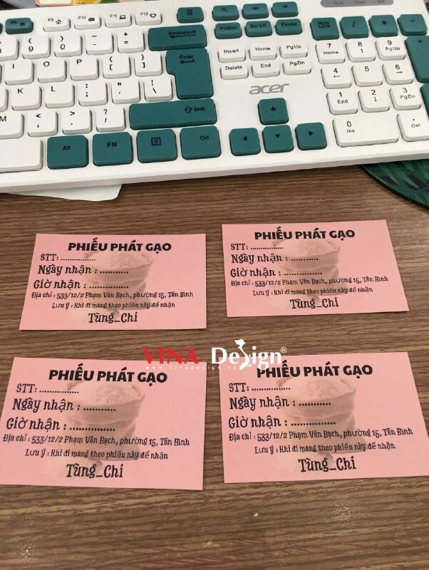 In phiếu phát gạo từ thiện, phiếu giấy nhận gạo từ thiện in giấy C300gsm 1 mặt - VND930