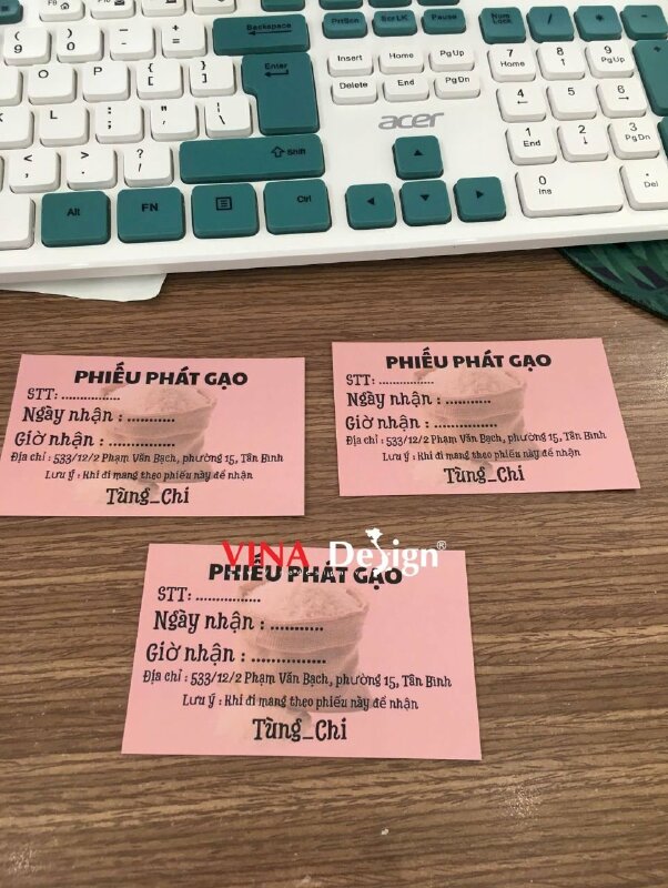 In phiếu phát gạo từ thiện, phiếu giấy nhận gạo từ thiện in giấy C300gsm 1 mặt - VND930