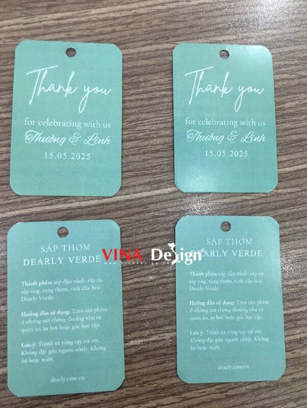 In tag Thank You cảm ơn khách dự đám cưới gắn túi sáp thơm làm quà - VND934