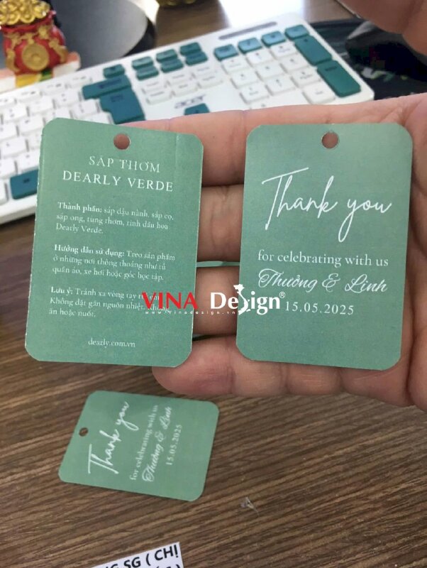 In tag Thank You cảm ơn khách dự đám cưới gắn túi sáp thơm làm quà - VND934