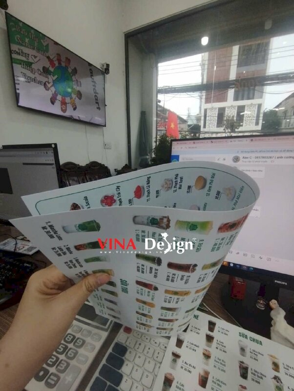 In tấm menu nhựa mỏng quán cafe, trà sữa, quán ăn vặt - VND933