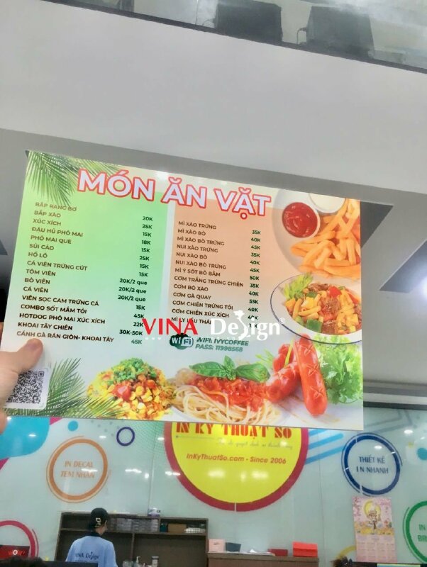 In ấn menu quán coffee tea & food dạng cầm tay in Formex 2 mặt cứng cáp - VND946