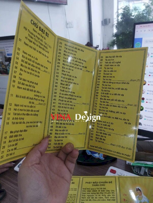 In tờ kinh Chú Đại Bi 84 biến (dễ đọc dễ nhìn), in giấy C300gsm gấp 3 - VND950