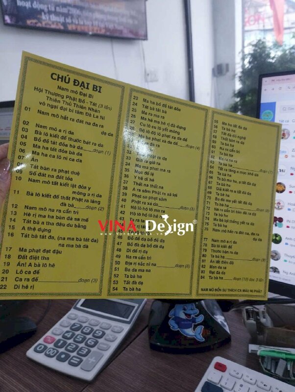 In tờ kinh Chú Đại Bi 84 biến (dễ đọc dễ nhìn), in giấy C300gsm gấp 3 - VND950