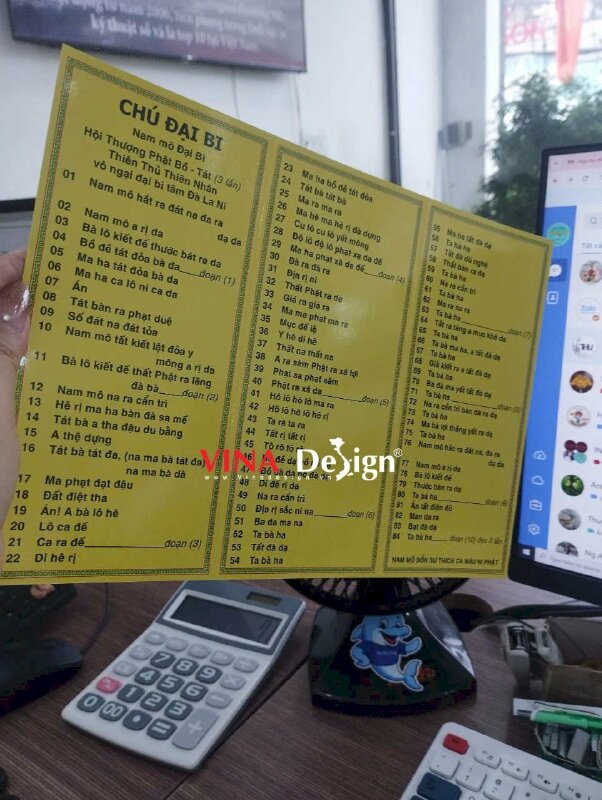 In tờ kinh Chú Đại Bi 84 biến (dễ đọc dễ nhìn), in giấy C300gsm gấp 3 - VND950