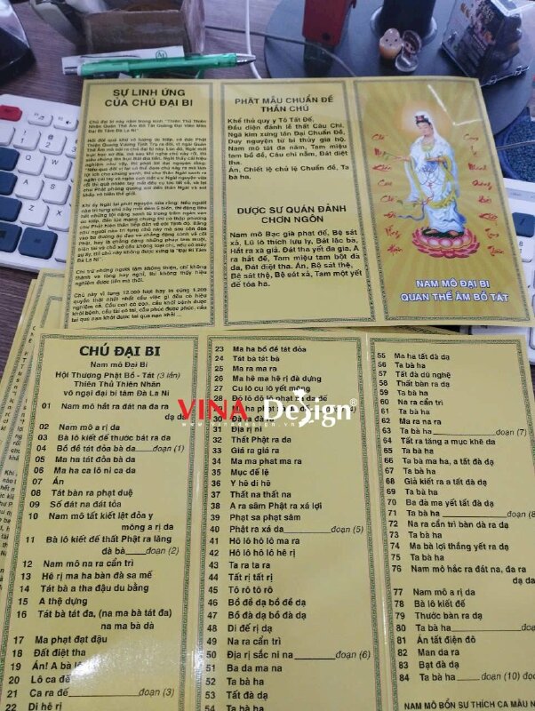 In tờ kinh Chú Đại Bi 84 biến (dễ đọc dễ nhìn), in giấy C300gsm gấp 3 - VND950