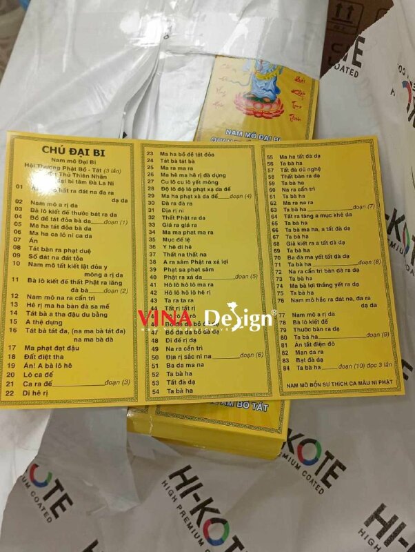 In tờ kinh Chú Đại Bi 84 biến (dễ đọc dễ nhìn), in giấy C300gsm gấp 3 - VND950