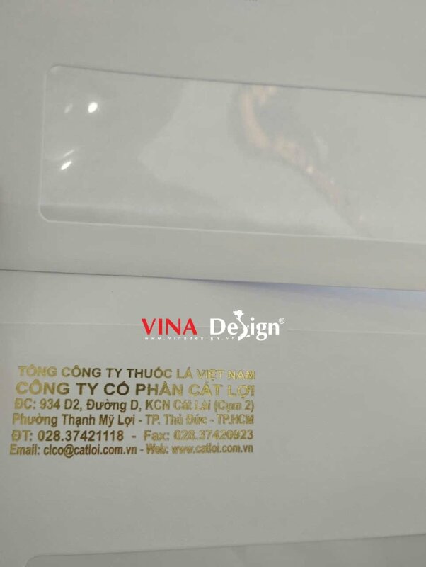 Làm bao thư ép kim màu vàng 18K size 12cm x 22cm cho công ty - VND949