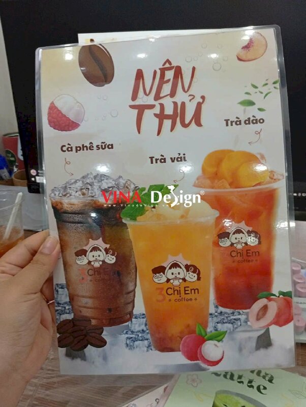 In menu plastic cầm tay cho quán cafe - VND975