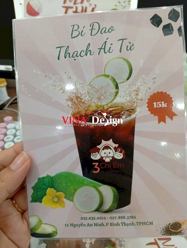 In menu plastic cầm tay cho quán cafe - VND975