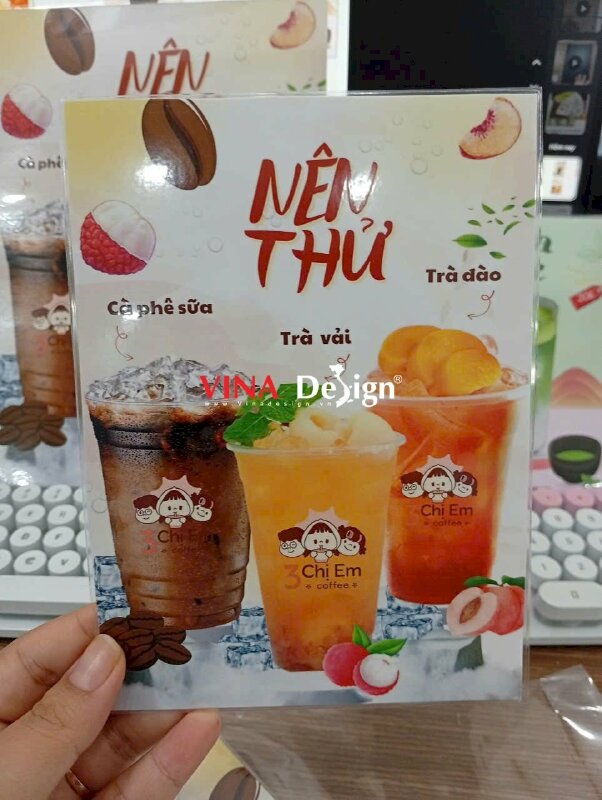 In menu plastic cầm tay cho quán cafe - VND975
