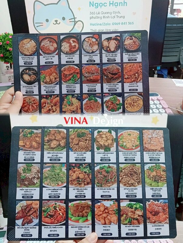 In menu quán ăn món Trung, menu nhựa cứng cầm tay khổ A4 - VND977