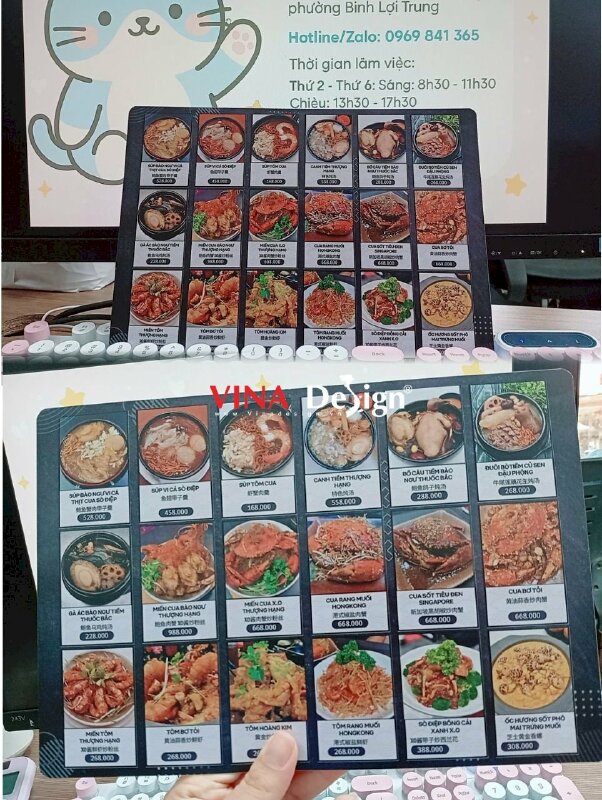 In menu quán ăn món Trung, menu nhựa cứng cầm tay khổ A4 - VND977