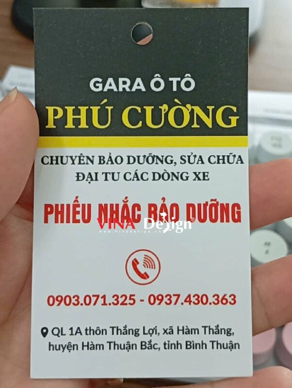 In phiếu nhắc bảo dưỡng ô tô cho gara, hàng gửi đi Bình Thuận từ TPHCM - VND967