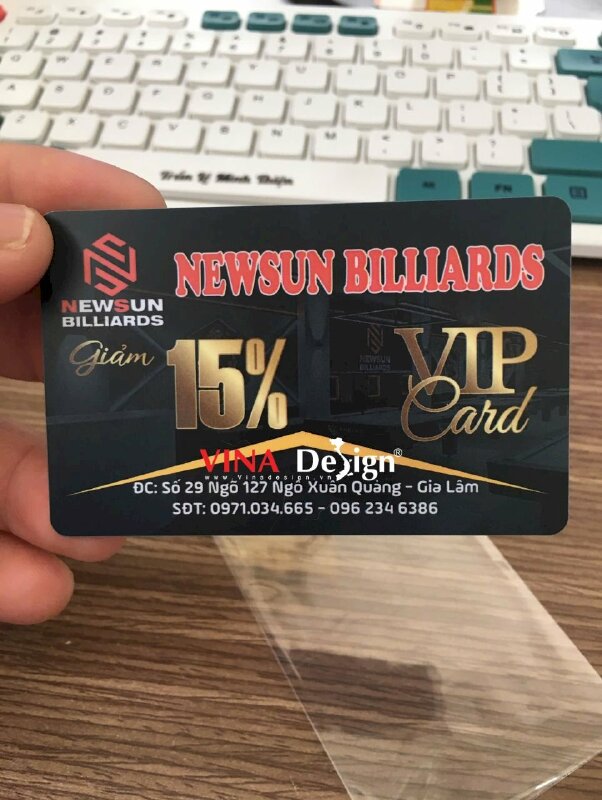 In thẻ VIP card cho câu lạc bộ Billiards, thẻ nhựa ép mờ in 2 mặt, hàng gửi đi Hà Nội từ TPHCM - VND966