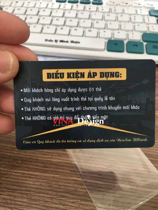 In thẻ VIP card cho câu lạc bộ Billiards, thẻ nhựa ép mờ in 2 mặt, hàng gửi đi Hà Nội từ TPHCM - VND966