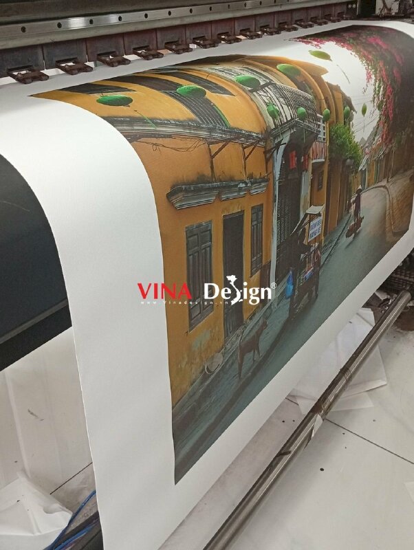 Tranh Canvas Phố Cổ Hội An in mực dầu mờ, đóng khung gỗ tràn viền - VND972