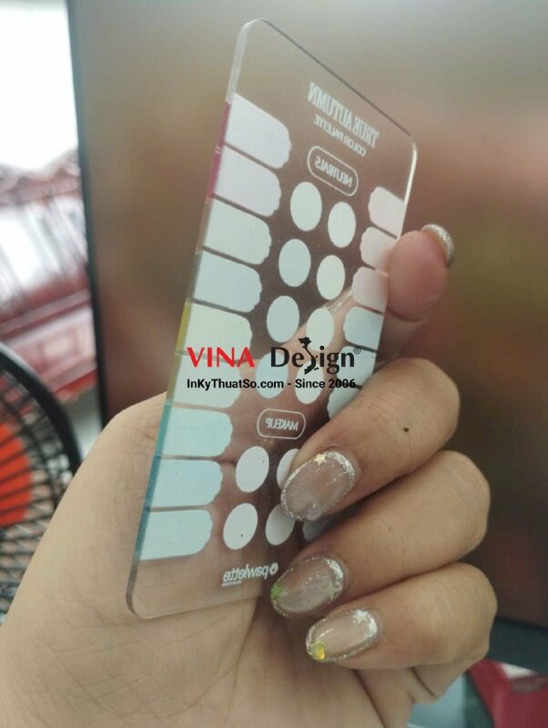 In bảng màu Color Palette True Autumn & Light Summer makeup, in UV ngược thẻ Mica trong 2li, lót trắng theo file in - VND987