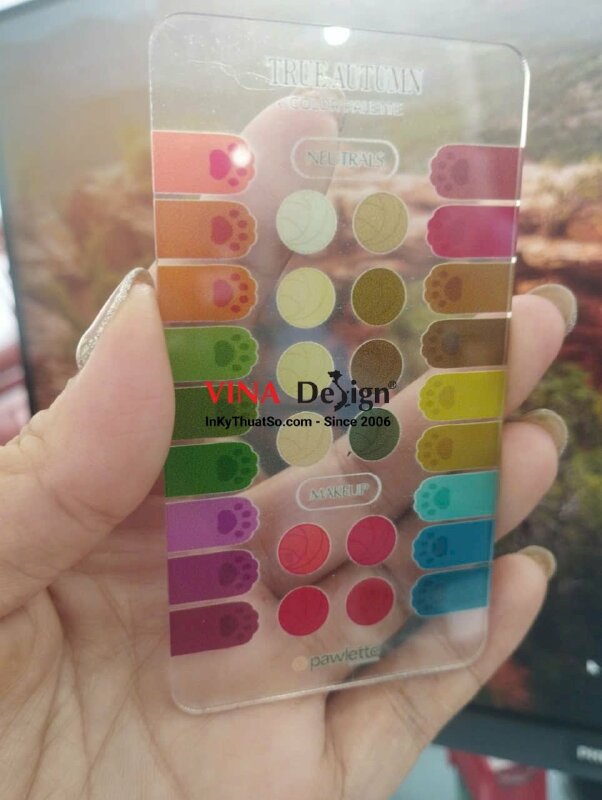 In bảng màu Color Palette True Autumn & Light Summer makeup, in UV ngược thẻ Mica trong 2li, lót trắng theo file in - VND987