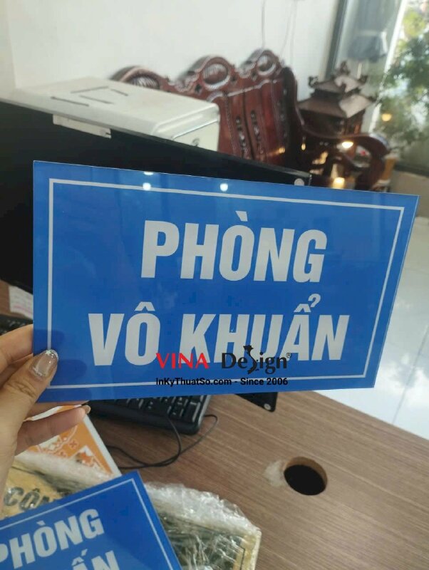 In bảng tên phòng ban, phòng tư vấn, phòng khử khuẩn in Mica trong - VND992