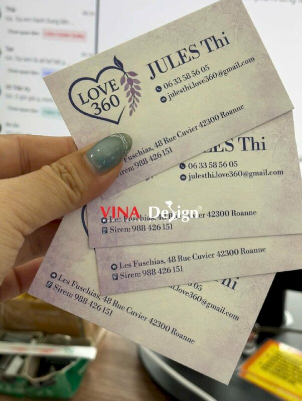 In name card giấy mỹ thuật Materica, in nhanh 1 mặt, hàng gửi đi Pháp từ TPHCM - VND982