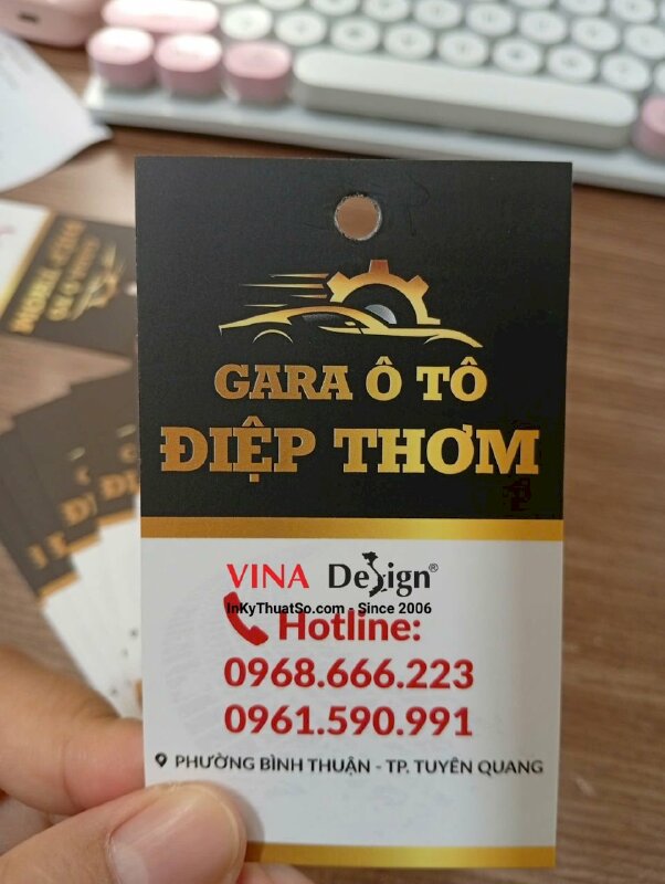 In thẻ nhắc bảo dưỡng ô tô, đục lỗ tròn xỏ dây treo, hàng gửi đi phường Bình Thuận, Tuyên Quang - VND984
