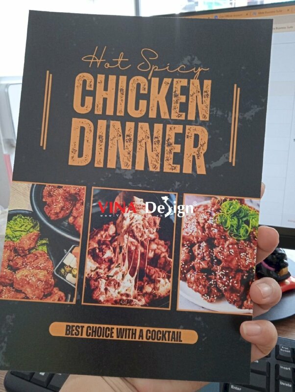 In tờ rơi A5 gắn standee nhựa Mica để bàn quán Cafe & Bistro, in giấy mỹ thuật Econo - VND310