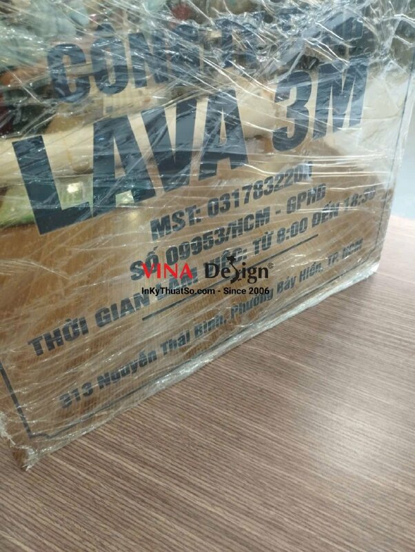 Làm biển hiệu cty Inox vàng in UV màu - VND993