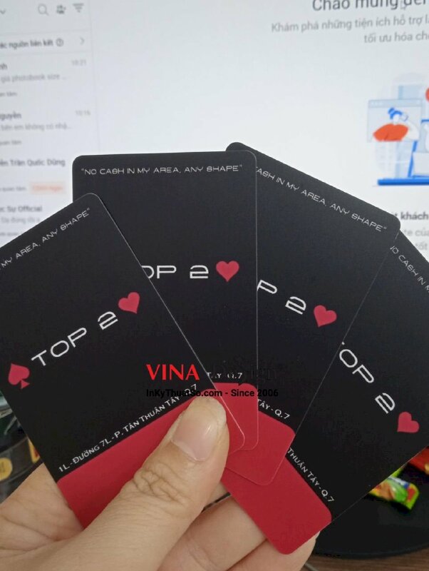 In thẻ PVC tích điểm nhận quà tặng, in thẻ nhựa khuôn chuẩn 8.6x5.4cm cho quán cà phê Boardgame poker - VND511